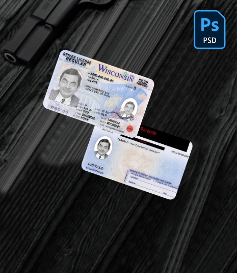 USA Wisconsin driving license PSD